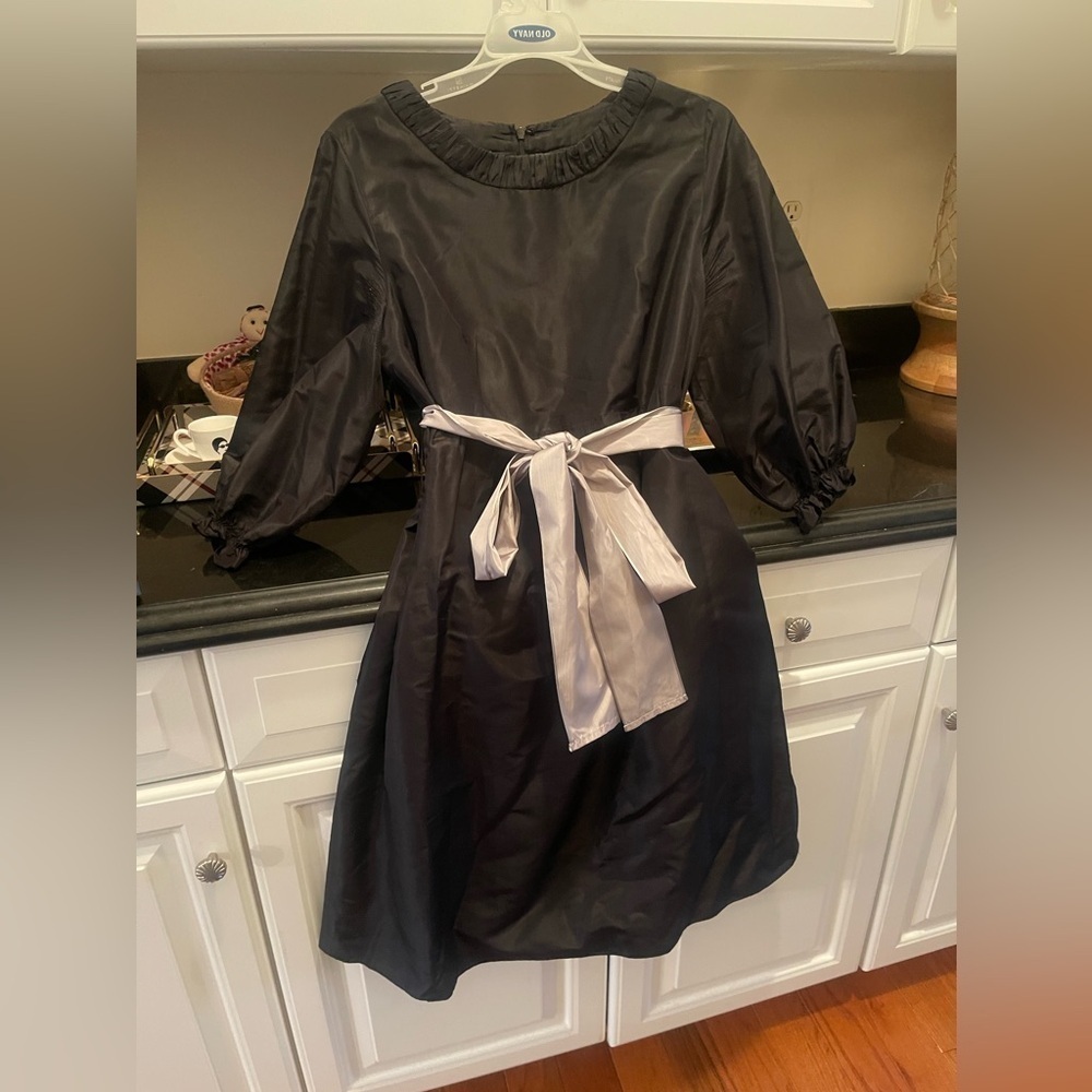 Thread Social Black Silk Dress w/ Silver sash